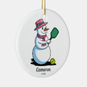 Pickleball SnowWomanおもしろい追加カスタム写真と文字 セラミックオーナメント (右)