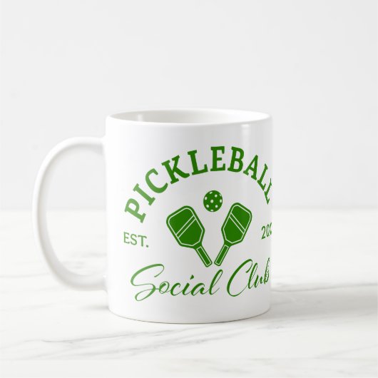 Pickleball Social Club Mug Custom EST Year コーヒーマグカップ (左)