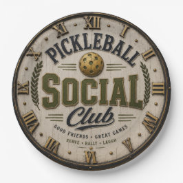 Pickleball Social Club Rustic Player Gift ペーパープレート