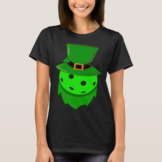 Pickleball St Patricks Day Shamrock Leprechaun Hat Tシャツ (正面)