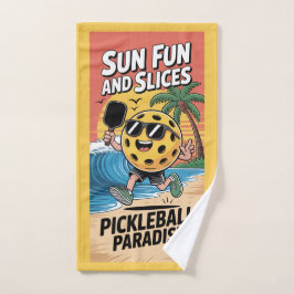 Pickleball Sun Fun And Slices Funny Vacation ハンドタオル