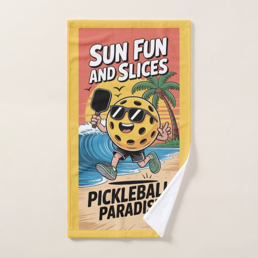 Pickleball Sun Fun And Slices Funny Vacation ハンドタオル (ハンドタオル)