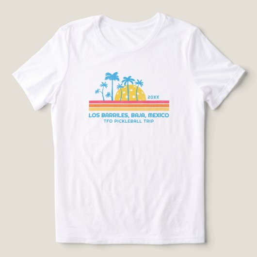 Pickleball Sunset Cool Retro Stripes Custom Text トライブレンドＴシャツ (デザイン正面)