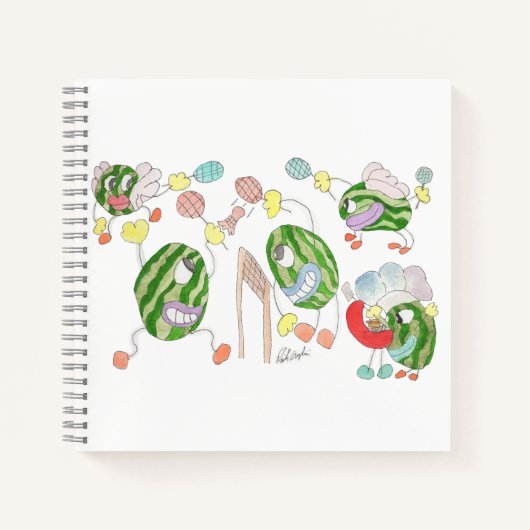 Pickleball Team crazy cartoon group ノートブック (正面)