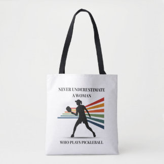 Pickleball Tote Bag – Never underestimate a woman トートバッグ