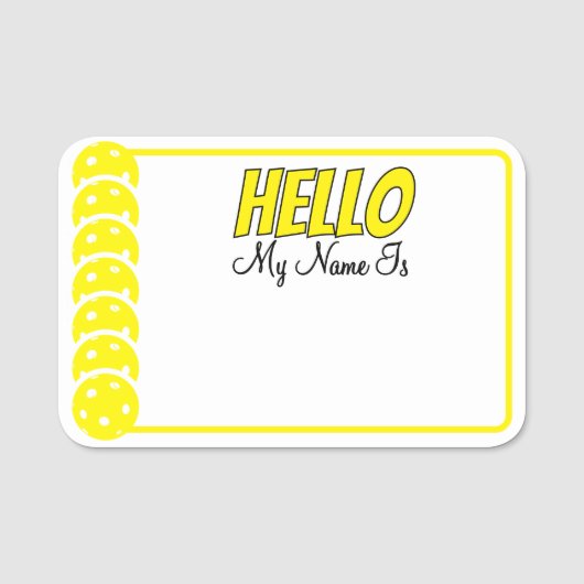 Pickleball Tournament Yellow Pickleballs Dry Erase 名札 (正面)