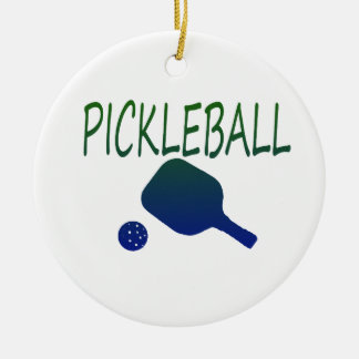pickleball wのかいおよび緑化するべき球の青 セラミックオーナメント