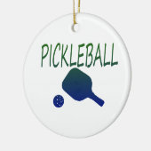 pickleball wのかいおよび緑化するべき球の青 セラミックオーナメント (左)