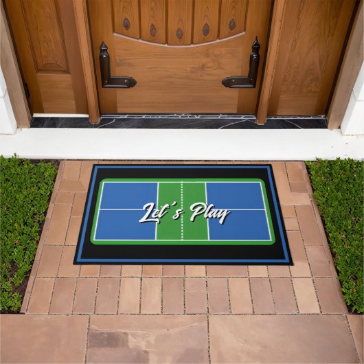 Pickleball Welcome Mat Blue Green Personalized ドアマット (室外)