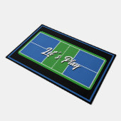 Pickleball Welcome Mat Blue Green Personalized ドアマット (アングル)
