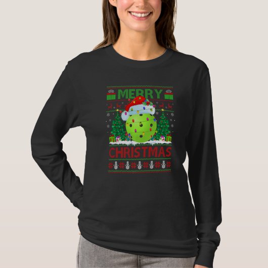 Pickleball  Xmas Tree Ugly Santa Pickleball Christ Tシャツ (正面)