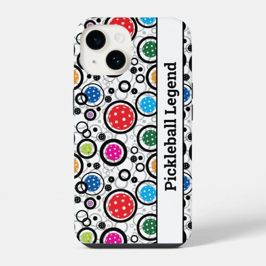 Pickleballs テキスト パターン iPhone 14 iPhoneケース (裏面)