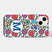 Pickleballs iPhoneでイニシャルパターン14 iPhoneケース (裏面横)