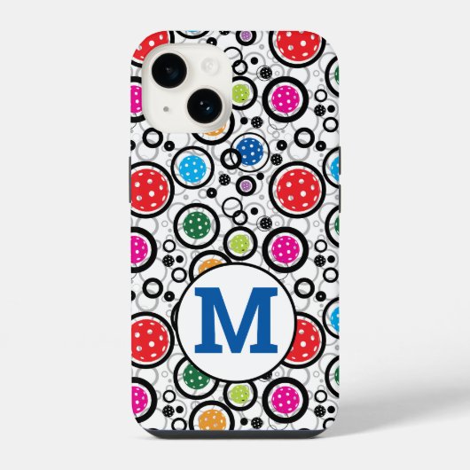 Pickleballs iPhoneでイニシャルパターン14 iPhoneケース (裏面)