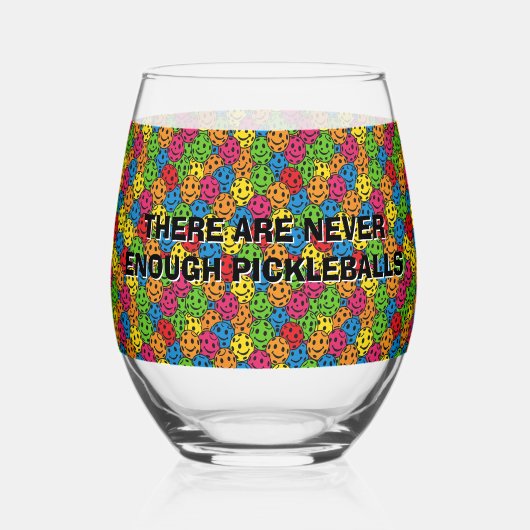 Pickleballs There Are Never Enough ステムなしワイングラス (正面)