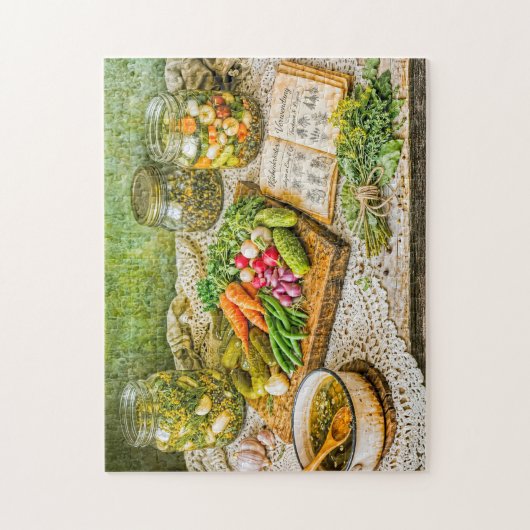 Pickled Cucumbers and Fresh Vegetables in Rustic V ジグソーパズル (縦)