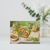 Pickled Cucumbers and Fresh Vegetables in Rustic V ポストカード (スタンド正面)