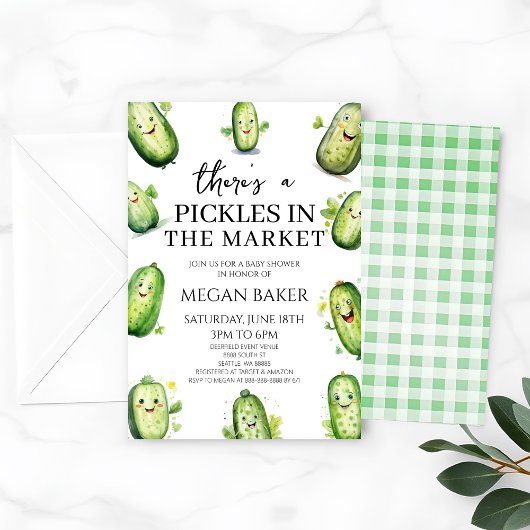 Pickles Cucumber Green pregnancy Baby Shower 招待状