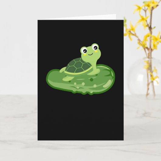 Pickles Turtle Cucumber Gherkin Children カード (黄色い花)