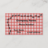 Picknicの赤いチェック模様の布 名刺 (正面)