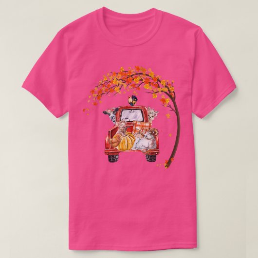 Pickup Truck Farm Animals Fall Tree Leaves Cows Ch Tシャツ (デザイン正面)