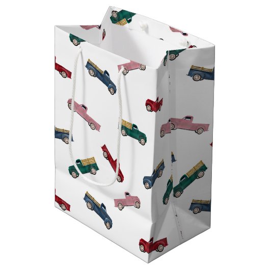 Pickup Trucks Cute Vehicles Car Transportation  ミディアムペーパーバッグ (正面アングル)