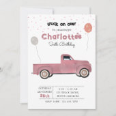 Pickup Trucks Cute Vehicles Girl Birthday Party 招待状 (正面)