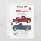 Pickup Trucks Cute Vehicles Kids Birthday Party 招待状 (正面)