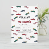 Pickup Trucks Cute Vehicles Kids Birthday Party In 招待状 (スタンド正面)