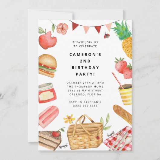 Picnic Birthday Invitation 招待状 (正面)