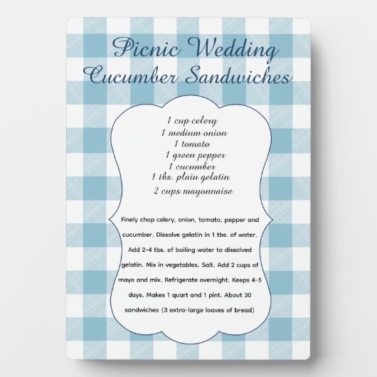 Picnic Cucumber Sandwich Recipe フォトプラーク (正面)