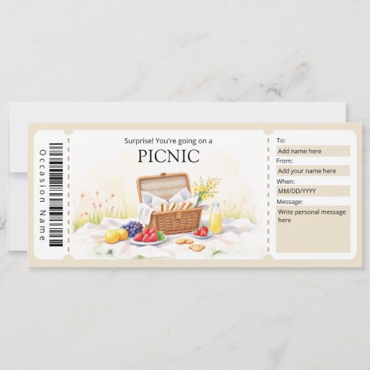 Picnic Gift Certificate 招待状 (正面)