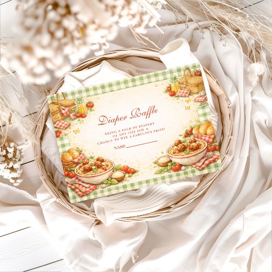 Picnic Green Gingham Little Meatbal Diapper Raffle エンクロージャーカード