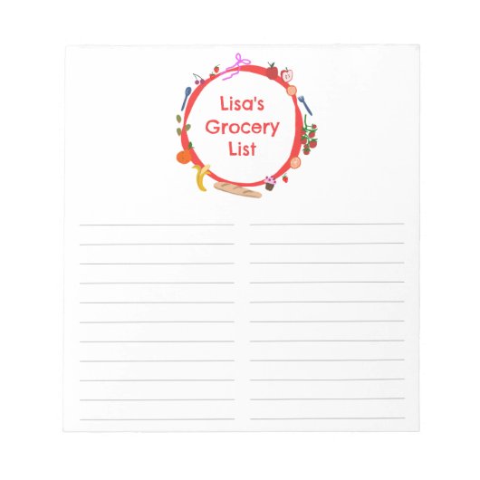 Picnic Illustration CUSTOM Grocery Shopping List ノートパッド (正面)