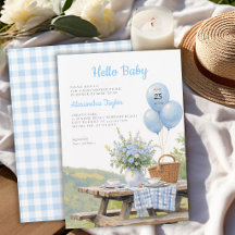 Picnic Park Balloons Floral Blue Boy Baby Shower