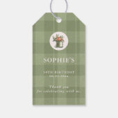 Picnic Summer Green Plaid Floral Birthday ギフトタグ (裏面)