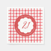 Picnic Summer Spring Red Gingham Scallops Birthday スタンダードカクテルナプキン (正面)