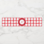 Picnic Summer Spring Red Gingham Scallops Birthday ペットボトルラベル (シングルラベル)