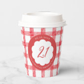 Picnic Summer Spring Red Gingham Scallops Birthday 紙コップ (裏面)