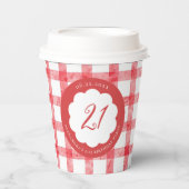 Picnic Summer Spring Red Gingham Scallops Birthday 紙コップ (正面)