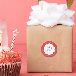 Picnic Summer Spring Red White Scallops Birthday ラウンドシール