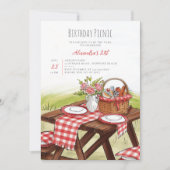 Picnic Table Basket Summer Red 21st Birthday  招待状 (正面)