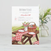 Picnic Table Basket Summer Red 21st Birthday  招待状 (スタンド正面)