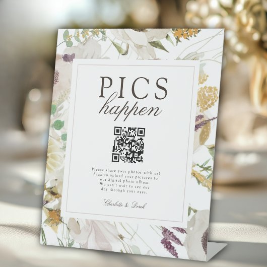  PICS HAPPEN!Modern Spring Wedding QR Code Gallery 台座サイン