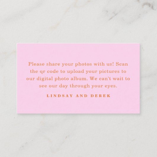 Pics happen! Photo, QR-Code, Wedding エンクロージャーカード (裏面)