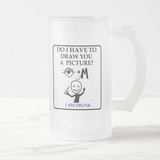Pictionaryのアイディアはビールのジョッキを曇らしました: 私は飲まれます フロストグラスビールジョッキ (右)