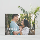 Picture Fishing Hook Wedding Rings Save the Date セーブザデート (スタンド正面)