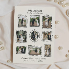 Picture Frames Hand Drawn Save The Date Card セーブザデート