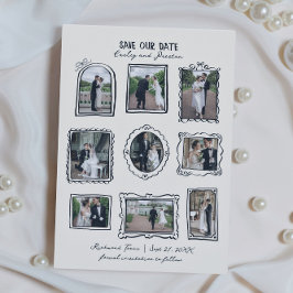 Picture Frames Hand Drawn Save The Date Card セーブザデート