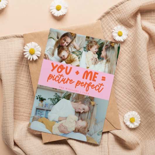 Picture Perfect Orange Pink Photo Valentines Day シーズンカード